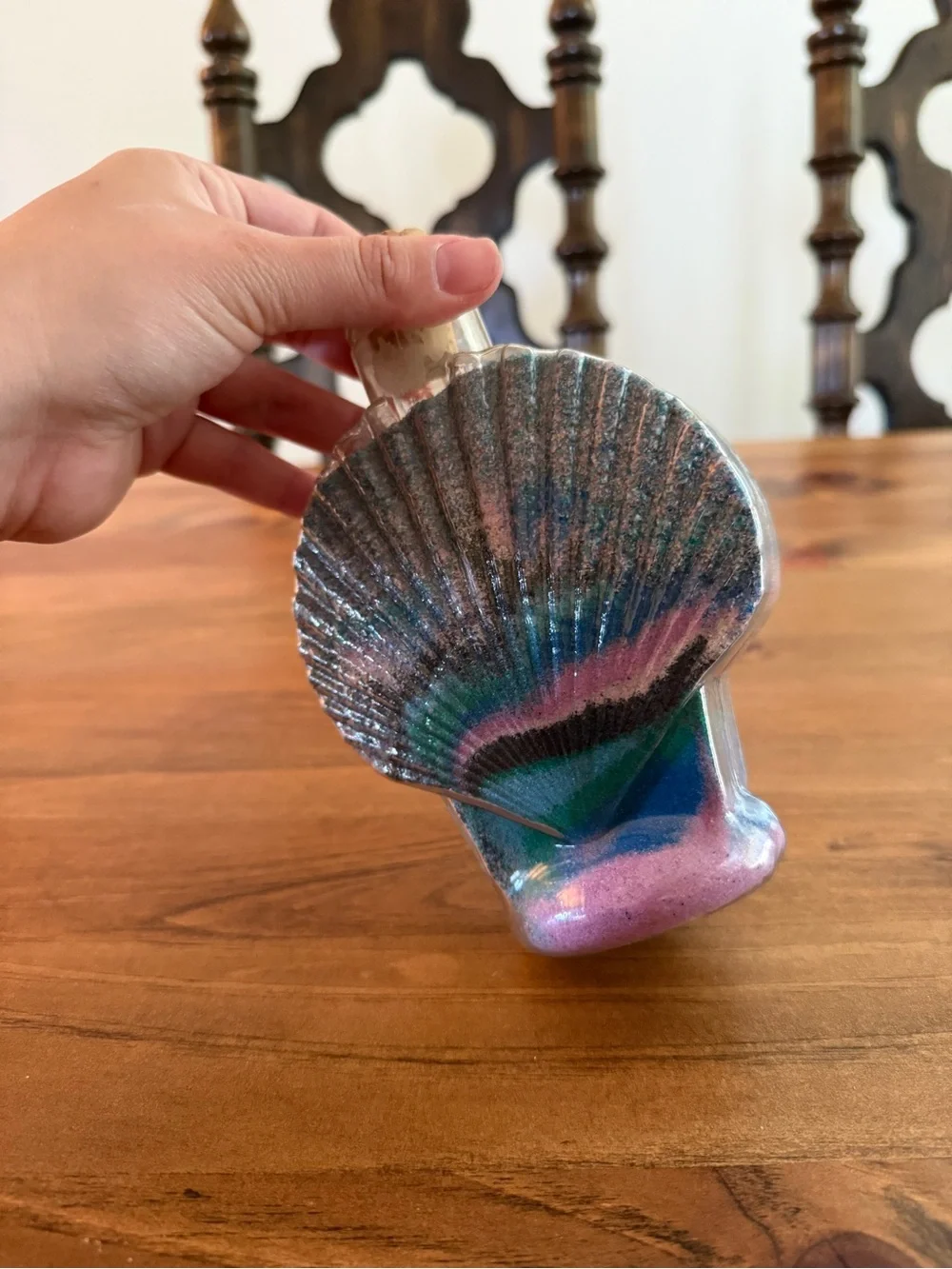 Handmade Seashell Sand Art Bottle - Multicolor